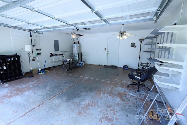 6614 Wicked Oak Ln, Charlotte, NC 28216 - garage with electric panel, water heater, and a garage door opener