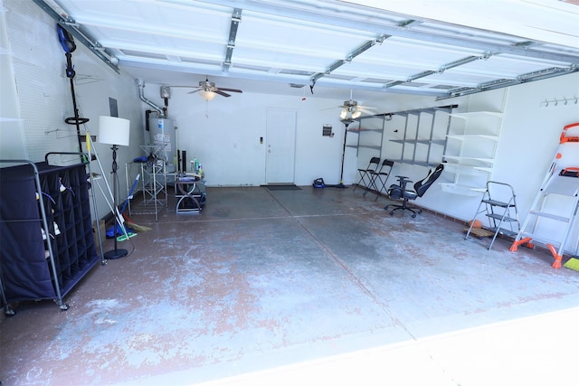 6614 Wicked Oak Ln, Charlotte, NC 28216 - garage featuring gas water heater and ceiling fan