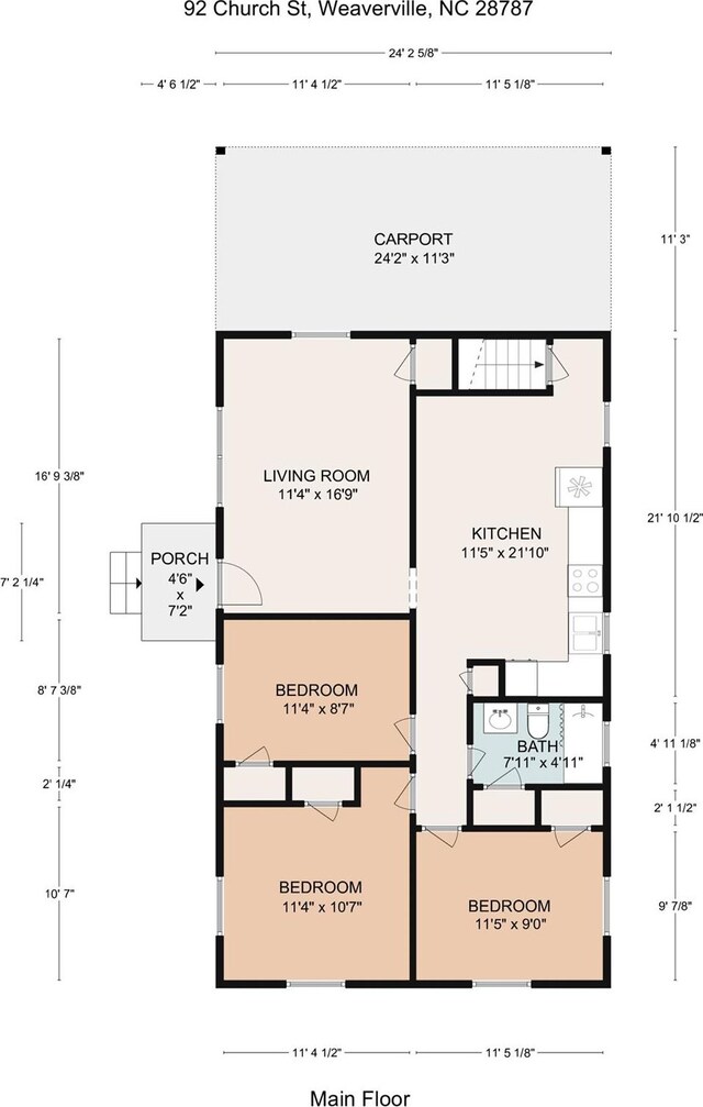 92 Church St, Weaverville, NC 28787 - floor plan / room layout
