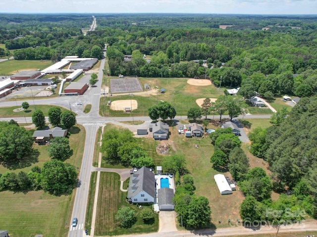 drone / aerial view with a forest view