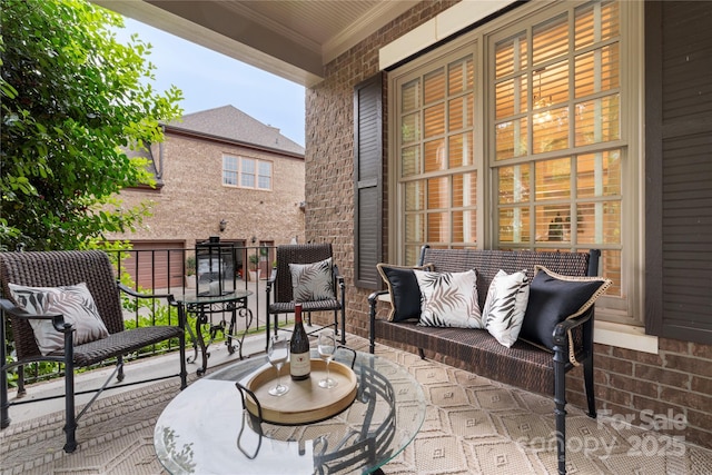 balcony featuring a porch