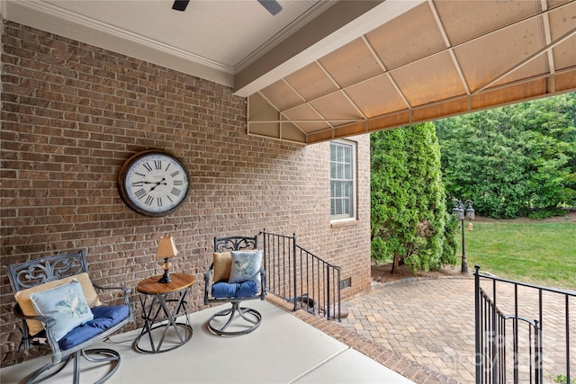 view of patio / terrace with a ceiling fan