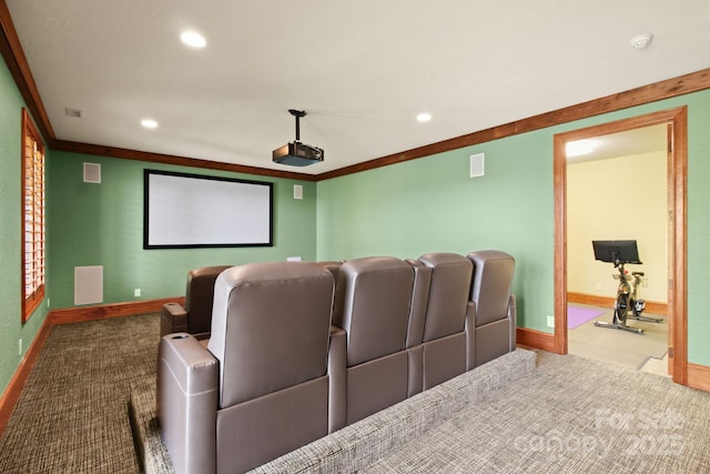 693 Thunderhill Trl, Blowing Rock, NC 28605 - home theater room featuring recessed lighting, baseboards, and ornamental molding