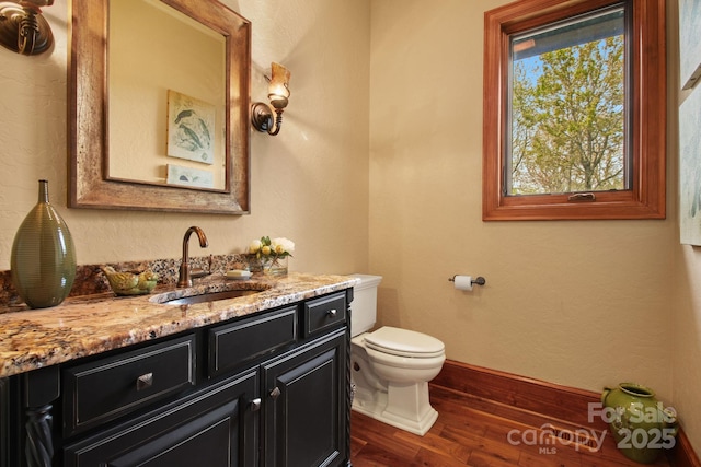 693 Thunderhill Trl, Blowing Rock, NC 28605 - bathroom featuring wood finished floors, toilet, vanity, and baseboards
