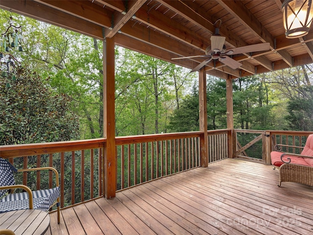 221 Holland Dr, Black Mountain, NC 28711 - deck featuring a ceiling fan