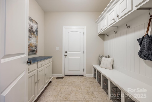 mudroom with baseboards