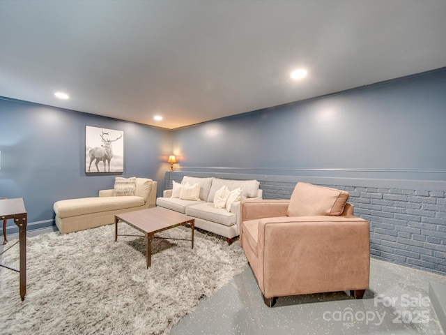 living area featuring recessed lighting