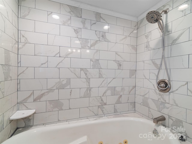 819 Mauney Cove Rd, Waynesville, NC 28786 - bathroom featuring crown molding and a combined bath / shower with jetted tub