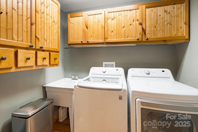 1415 Little River Campground Rd, Pisgah Forest, NC 28768 - laundry area featuring cabinet space, washing machine and clothes dryer, and wood finished floors