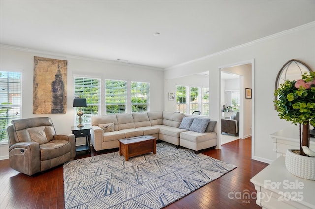 9003 Smokey Hill Ln, Fort Mill, SC 29707 - living room featuring hardwood / wood-style flooring, ornamental molding, and baseboards