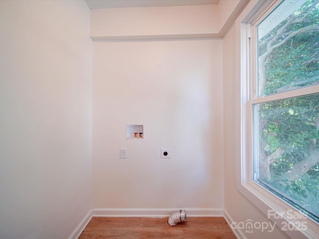 55 Ranlo Ave, Gastonia, NC 28054 - washroom with hookup for an electric dryer, laundry area, light wood-style floors, and hookup for a washing machine