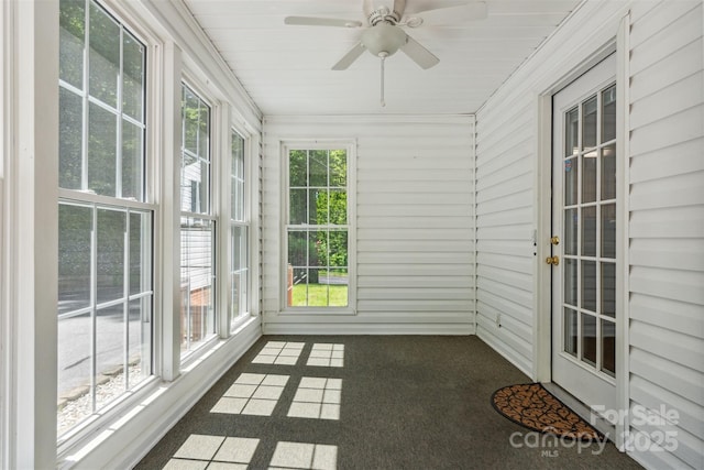 2196 Uphill Ln, Lenoir, NC 28645 - unfurnished sunroom with a ceiling fan and carpet floors
