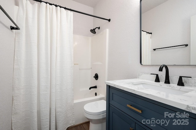 44 White Thorn Dr, Alexander, NC 28701 - full bathroom with toilet, wood finished floors, shower / bath combo, and vanity