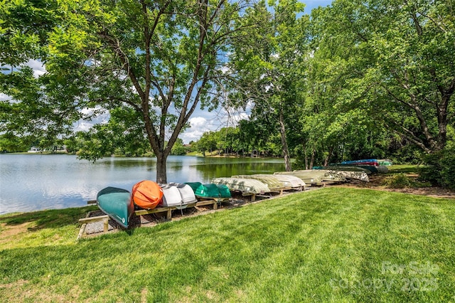 5701 Challisford Ln, Charlotte, NC 28226 - dock area featuring a lawn and a water view