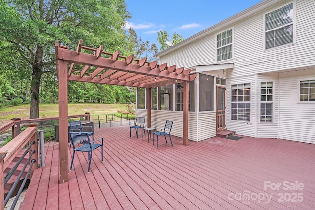 6910 Birdsong Ln, Waxhaw, NC 28173 - wooden deck with a sunroom