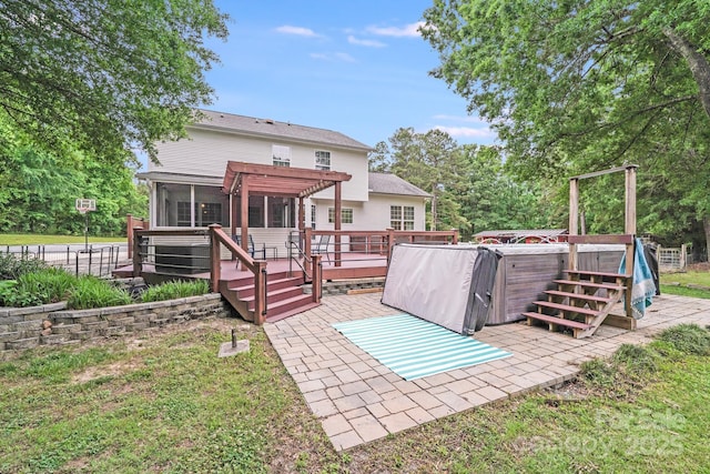6910 Birdsong Ln, Waxhaw, NC 28173 - back of house with a patio, a wooden deck, and a pergola