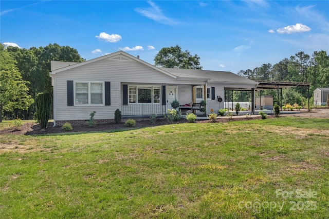 159 Old Home Pl, China Grove, NC 28023 - ranch-style house with a front lawn, covered porch, and an attached carport