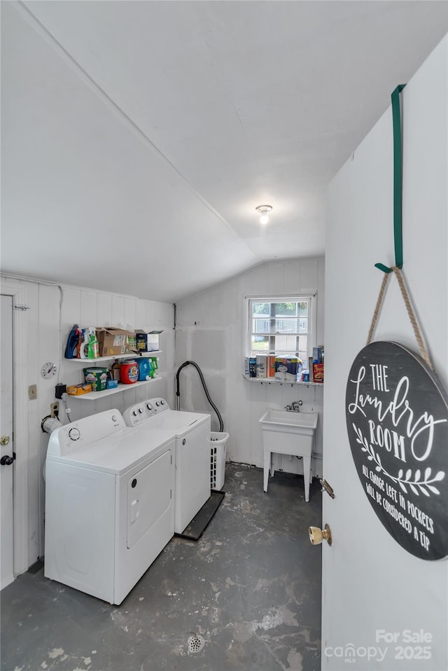 159 Old Home Pl, China Grove, NC 28023 - laundry room with a sink, laundry area, and washer and dryer
