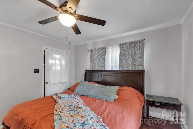 159 Old Home Pl, China Grove, NC 28023 - bedroom with ornamental molding, a ceiling fan, and multiple windows