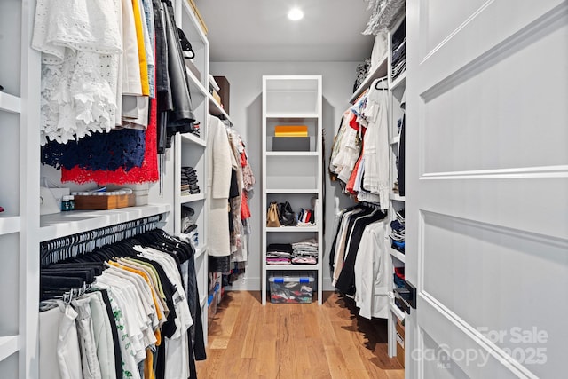 spacious closet with wood finished floors