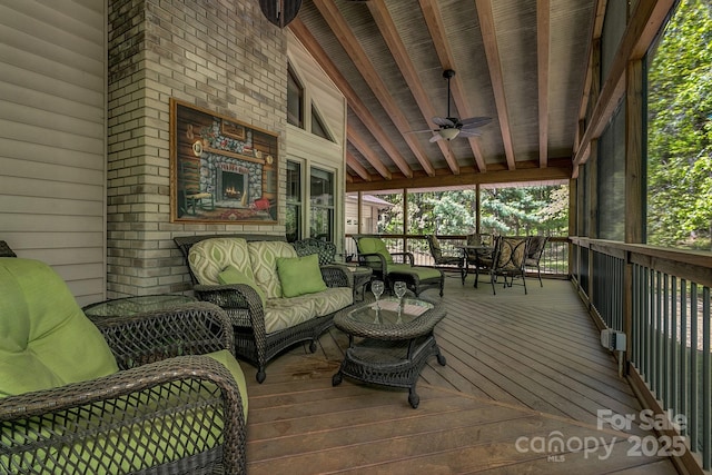 385 N Fork Rd, Black Mountain, NC 28711 - sunroom / solarium featuring an outdoor hangout area, ceiling fan, and a healthy amount of sunlight