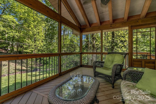385 N Fork Rd, Black Mountain, NC 28711 - sunroom with beam ceiling