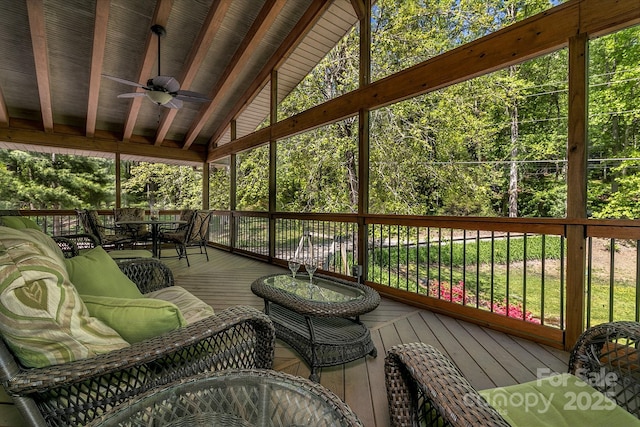 385 N Fork Rd, Black Mountain, NC 28711 - deck with a ceiling fan and outdoor dining space