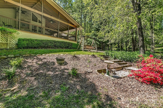 385 N Fork Rd, Black Mountain, NC 28711 - view of yard featuring ceiling fan