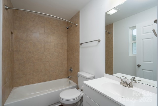 1411 Caldwell St, Gastonia, NC 28052 - bathroom with vanity, bathing tub / shower combination, toilet, and visible vents
