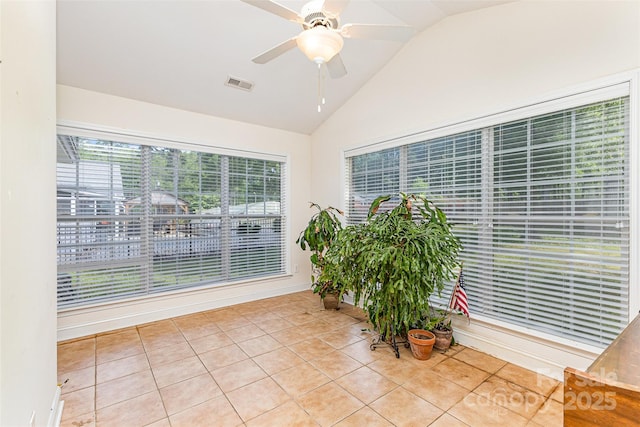 sunroom with lofted ceiling