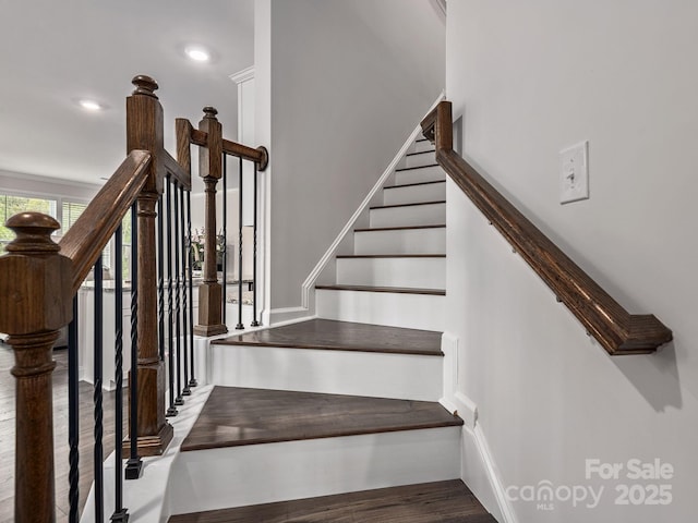 530 Big Sur Loop, Asheville, NC 28806 - stairway featuring wood finished floors and recessed lighting