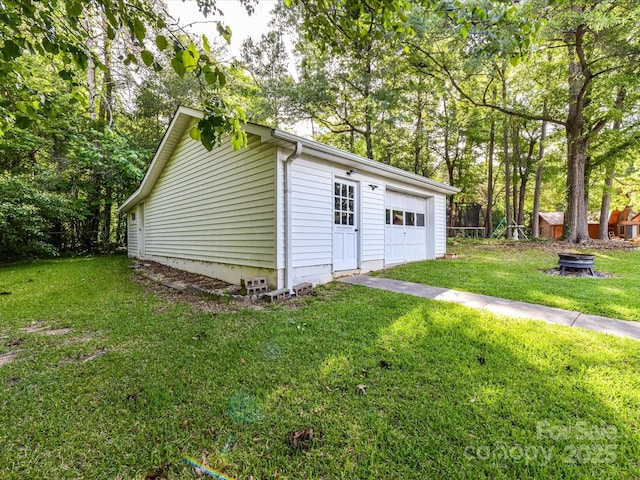 view of detached garage
