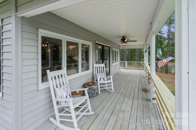 porch featuring a ceiling fan