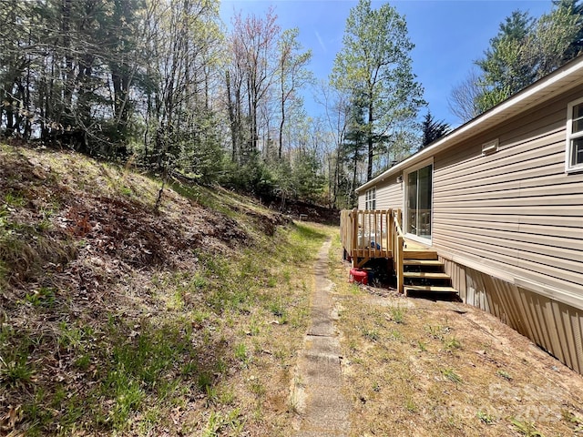343 Daytona Ln, Saluda, NC 28773 - view of yard featuring a wooden deck