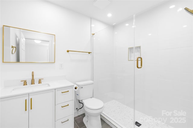 662 Camp Ferry Rd, Mooresboro, NC 28114 - bathroom featuring a stall shower, toilet, and vanity