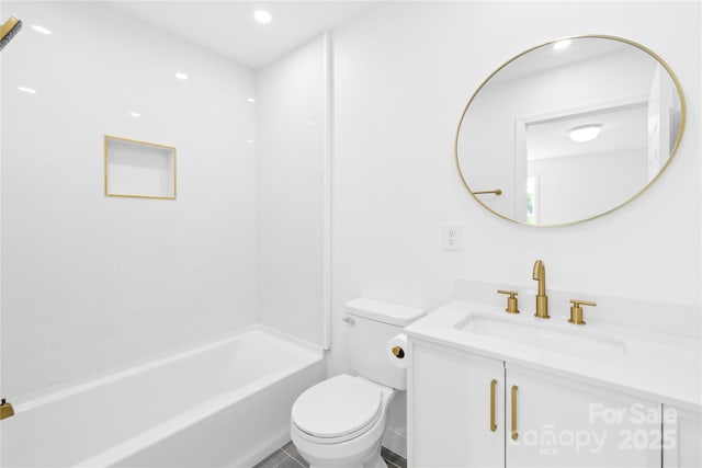 662 Camp Ferry Rd, Mooresboro, NC 28114 - bathroom featuring toilet, vanity, bathing tub / shower combination, and recessed lighting