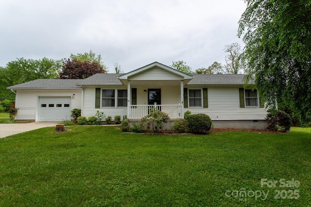 80 Beech Glen Dr, Black Mountain, NC 28711 - single story home featuring covered porch, roof with shingles, a garage, a front lawn, and concrete driveway