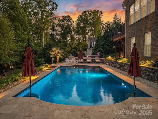 outdoor pool featuring a patio area