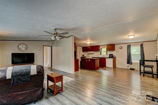 101 J M Ln, Lawndale, NC 28090 - living area with baseboards, a ceiling fan, a textured ceiling, and wood finished floors