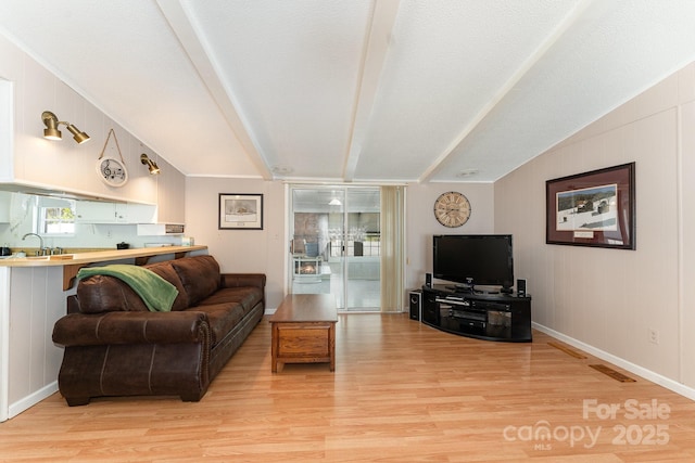 5013 Friendship Circle Rd, East Bend, NC 27018 - living area featuring light wood-type flooring and vaulted ceiling