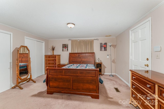 5013 Friendship Circle Rd, East Bend, NC 27018 - bedroom featuring ornamental molding and light colored carpet