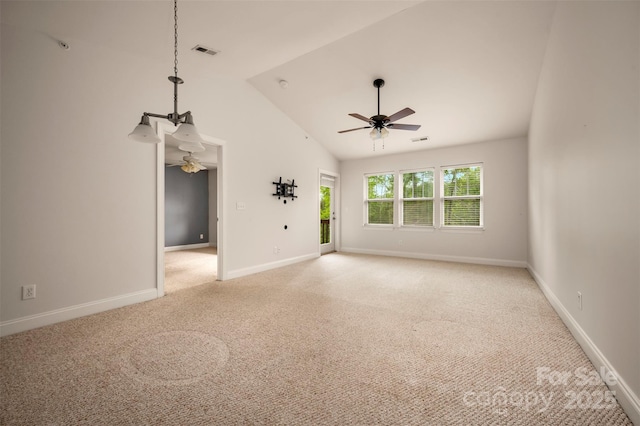 20 Foxden Dr Unit 301, Fletcher, NC 28732 - empty room with light carpet, a ceiling fan, lofted ceiling, and visible vents