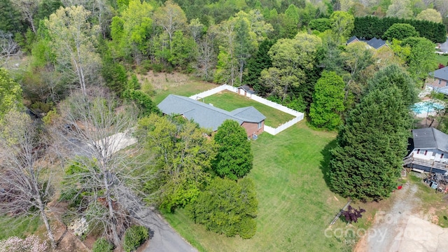 aerial view with a forest view