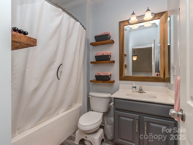 2125 Belle Vernon Ave, Charlotte, NC 28210 - bathroom featuring vanity, toilet, and shower / bath combination with curtain