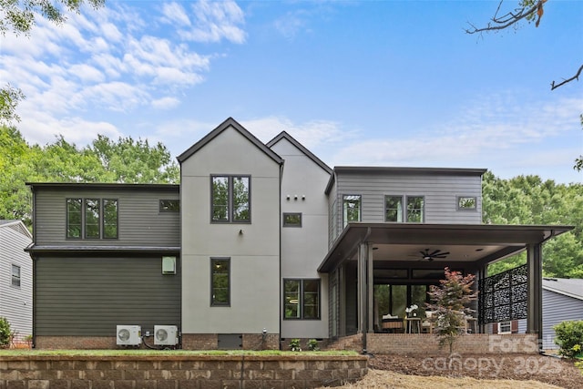 624 Heather Ln, Charlotte, NC 28209 - rear view of house featuring ceiling fan, crawl space, and a cooling unit