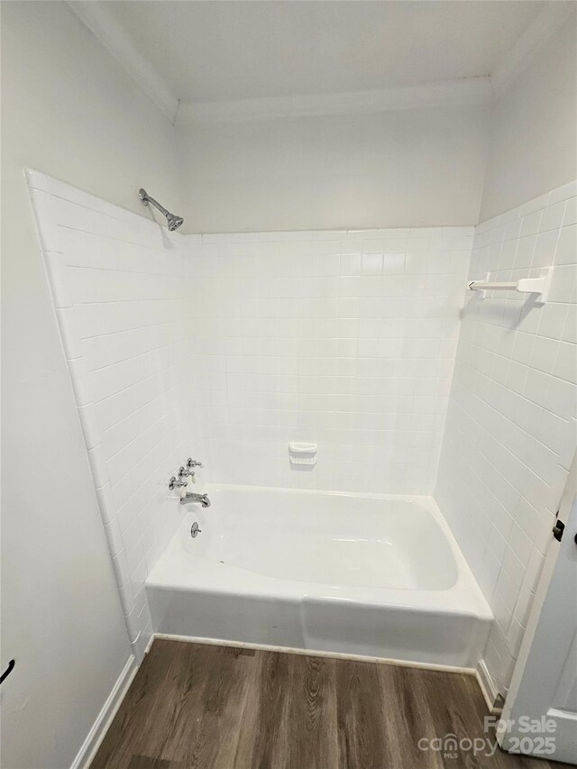 1109 Reid Harkey Rd, Matthews, NC 28105 - full bath with crown molding, wood finished floors, and bathing tub / shower combination