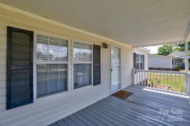 deck featuring a porch