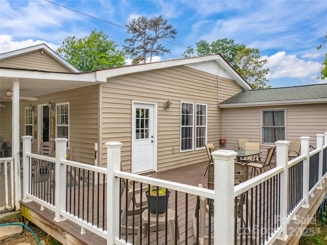 804 Rostan St SE, Valdese, NC 28690 - back of house featuring a deck, outdoor dining space, and roof with shingles