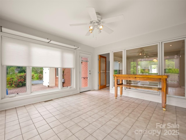 view of unfurnished sunroom