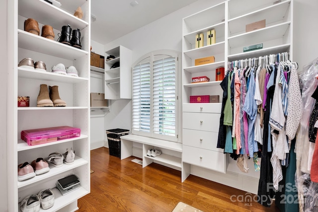 spacious closet featuring wood finished floors